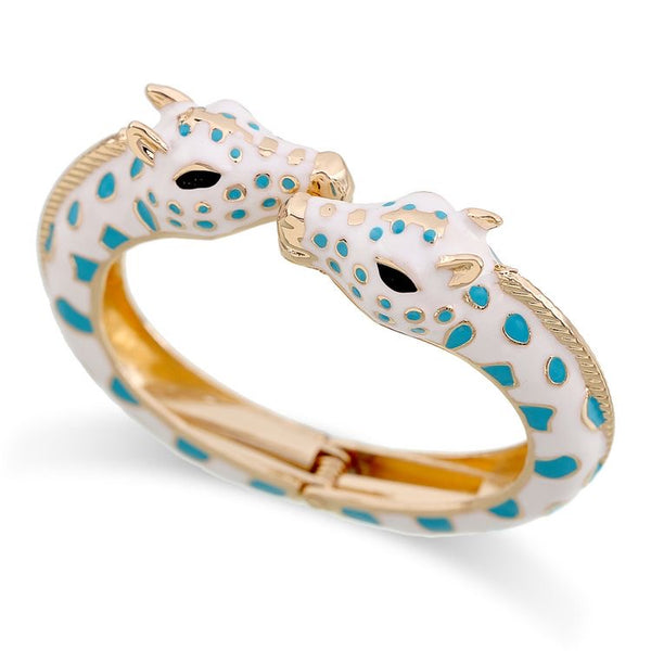 Giraffe Bangle Bracelet Enamel - Turquoise available at 1love2hugs3kisses ibiza