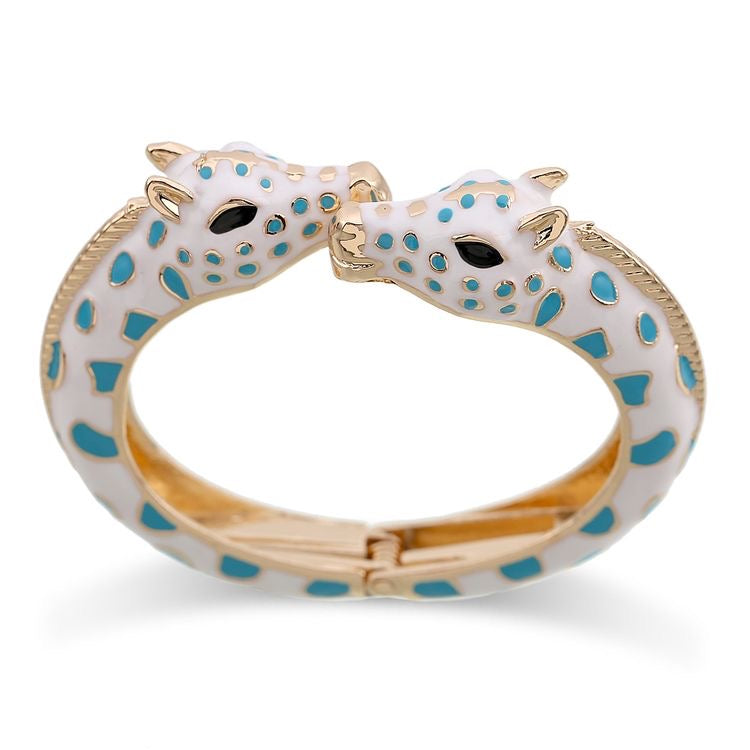 Giraffe Bangle Bracelet Enamel - Turquoise available at 1love2hugs3kisses ibiza
