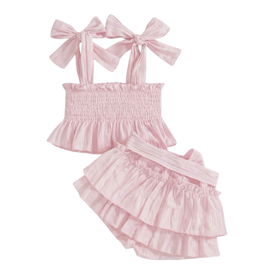 Girls Bow Tie Summer Set – Pink Available at 1love2hugs3kisses Ibiza
