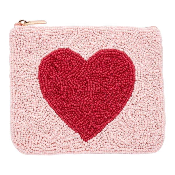 Heart Beaded Pouch - Pink Available at 1love2hugs3kisses Ibiza