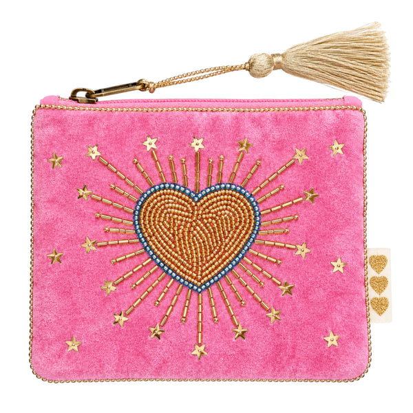 Heart Burst Beaded Pouch – Pink Available at 1love2hugs3kisses Ibiza