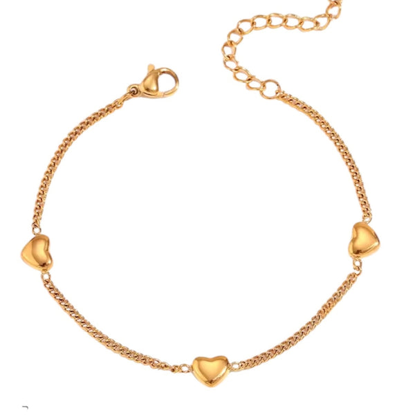 Heart Chain Bracelet – Gold available at 1love2hugs3kisses ibiza