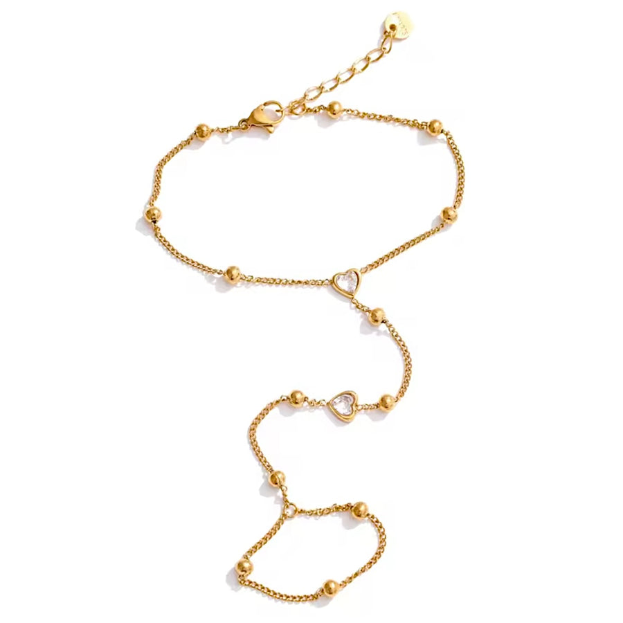 Heart Crystal Hand Chain Bracelet – Gold Available at 1love2hugs3kisses Ibiza