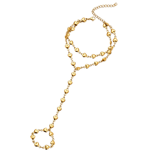 Heart Hand Chain Bracelet – Gold Available at 1love2hugs3kisses Ibiza