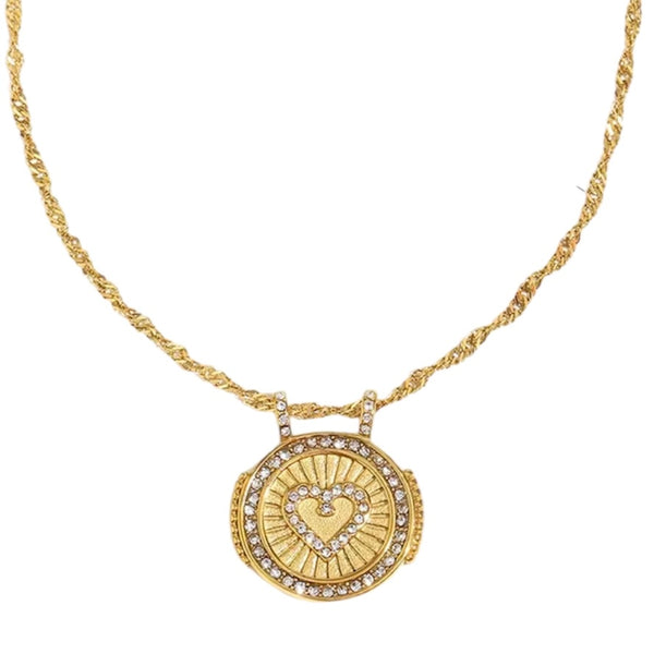 Heart Medallion Necklace – Gold available at 1love2hugs3kisses ibiza
