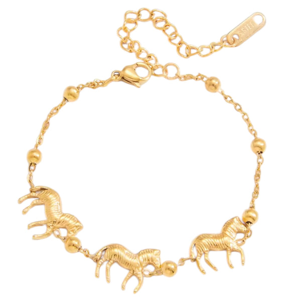 Horse Charm Bracelet – Gold Available at 1love2hugs3kisses Ibiza