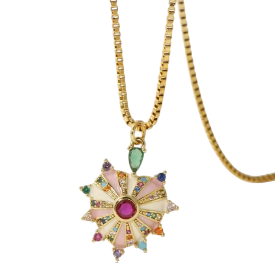 Ibiza Rainbow Heart Sunburst Necklace available at 1love2hugs3kisses ibiza