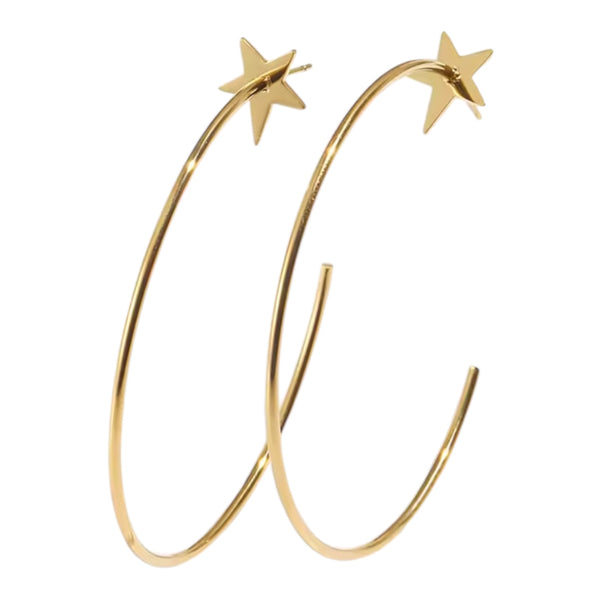 18K gold plated star hoop earrings in stainless steel