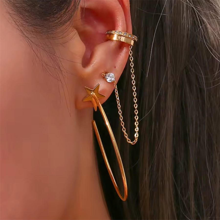 18K gold plated star hoop earrings in stainless steel