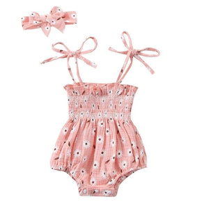 1love2hugs3kisses Baby Onesie Pink Flowers + Bow