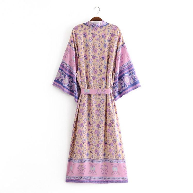 1love2hugs3kisses Long Kimono Lilac Flowers