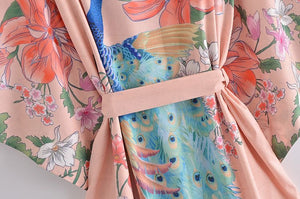 1love2hugs3kisses Long Kimono Peacock Beige