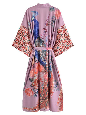 1love2hugs3kisses Long Kimono Peacock Lilac