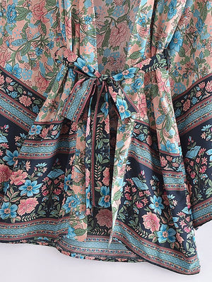 1love2hugs3kisses Short Kimono Pink-Blue Flowers