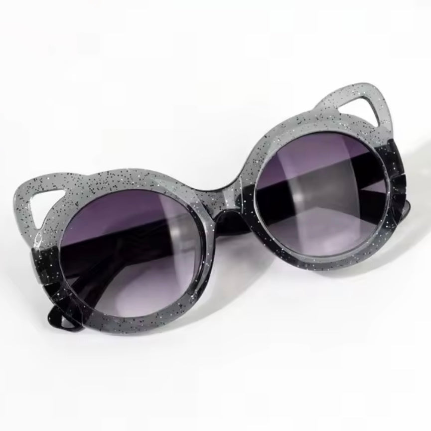 Kids Cat Glitter Sunglasses - Black available at 1love2hugs3kisses ibiza