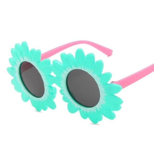 Kids Daisy Flower Shaped Sunglasses Turquoise available at 1love2hugs3kisses ibiza