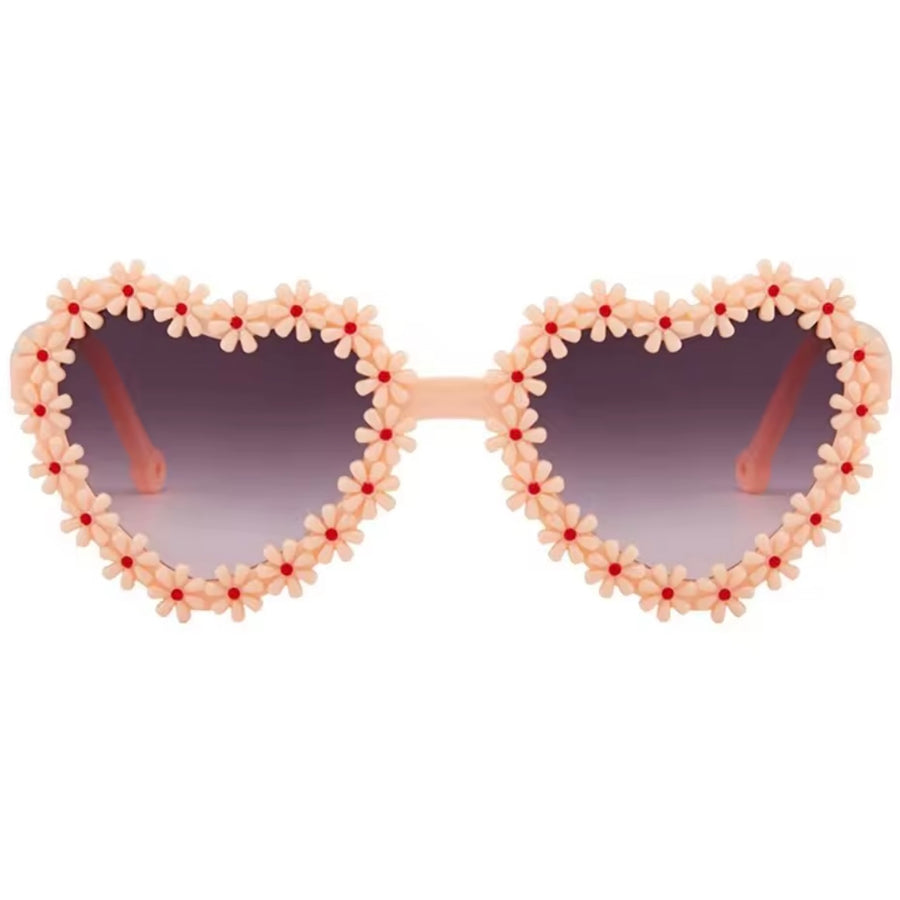 Kids Flower Heart Sunglasses - Light Pink available at 1love2hugs3kisses ibiza