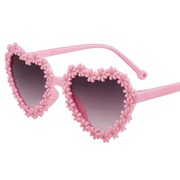Kids Flower Heart Sunglasses - Pink available at 1love2hugs3kisses ibiza