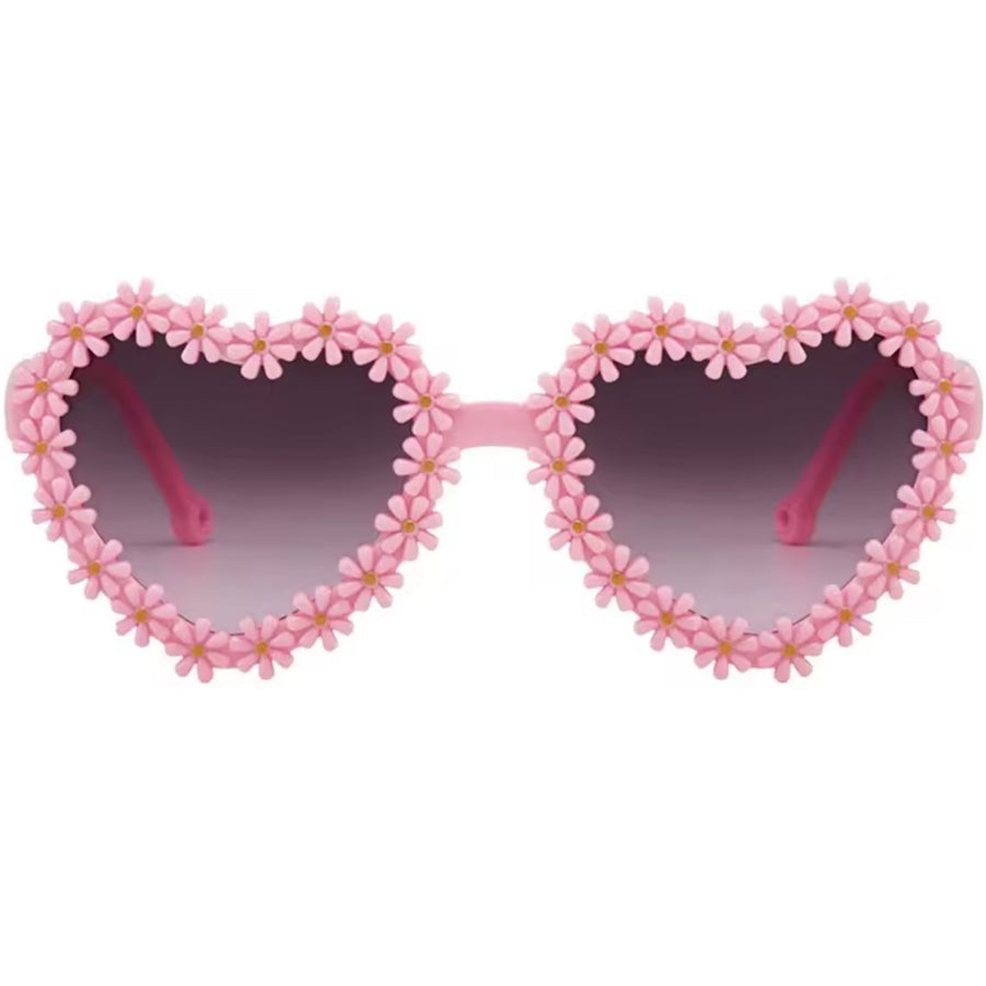 Kids Flower Heart Sunglasses - Pink available at 1love2hugs3kisses ibiza
