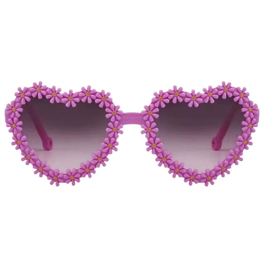 Kids Flower Heart Sunglasses - Purple Available at 1love2hugs3kisses Ibiza