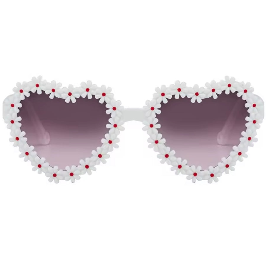 Kids Flower Heart Sunglasses - White available at 1love2hugs3kisses ibiza