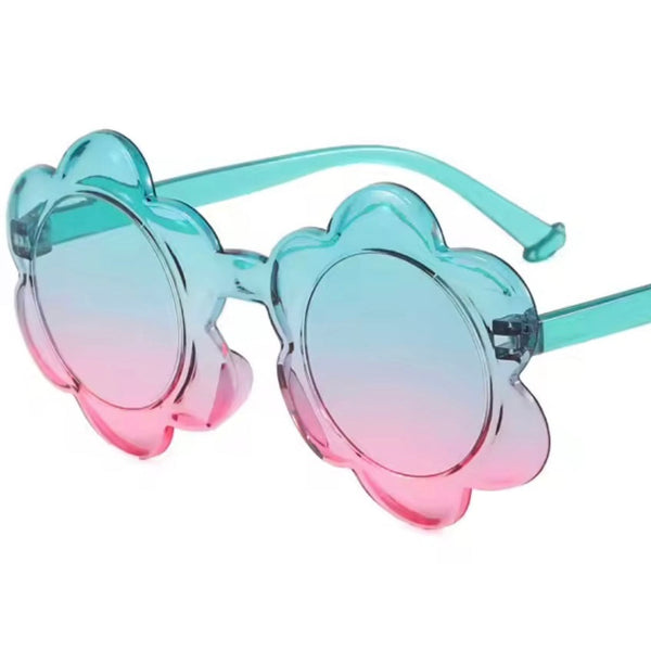 Kids Flower Sunglasses – Aqua / Pink available at 1love2hugs3kisses Ibiza
