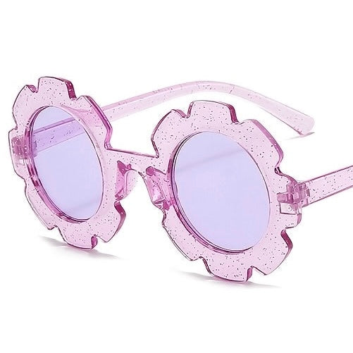 Kids Glitter Flower Sunglasses - Lilac Available at 1love2hugs3kisses Ibiza