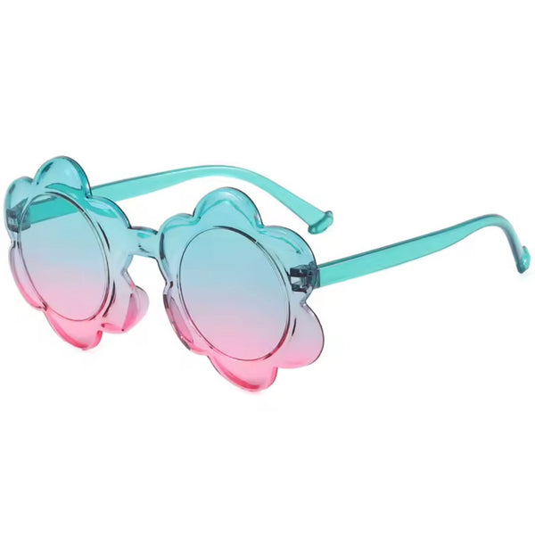 Kids Flower Sunglasses – Aqua / Pink available at 1love2hugs3kisses Ibiza