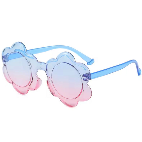 Kids Flower Sunglasses – Sky Blue & Pink Available at 1love2hugs3kisses Ibiza