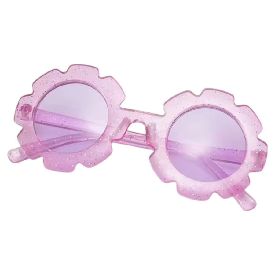 Kids Glitter Flower Sunglasses - Lilac