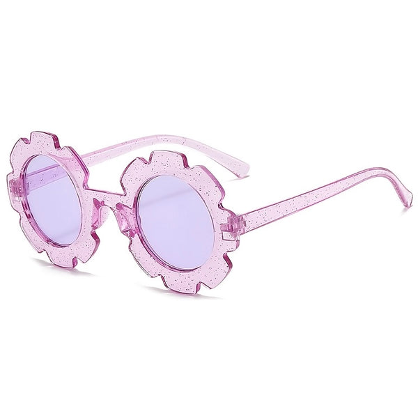 Kids Glitter Flower Sunglasses - Lilac Available at 1love2hugs3kisses Ibiza