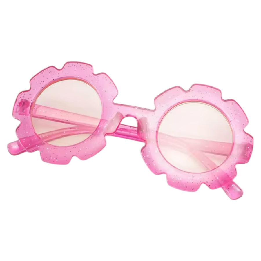 Kids Glitter Flower Sunglasses - Pink