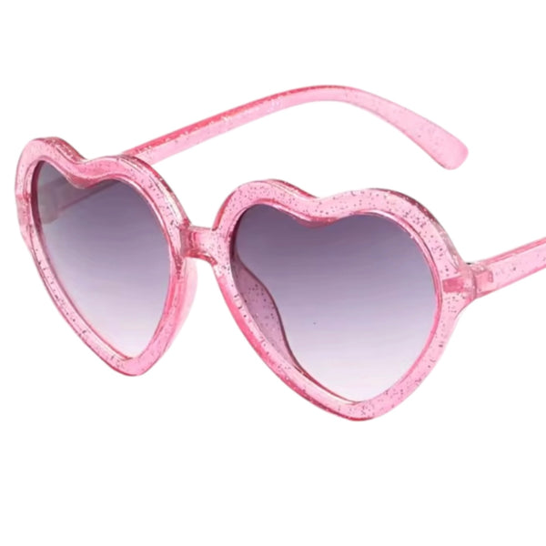 Kids Glitter Heart Sunglasses – Pink Available at 1love2hugs3kisses Ibiza