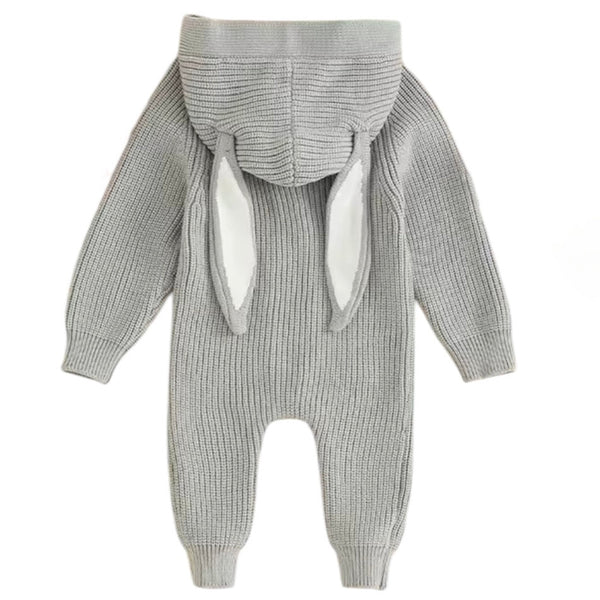 Knitted Bunny Baby Romper - Grey available at 1love2hugs3kisses ibiza