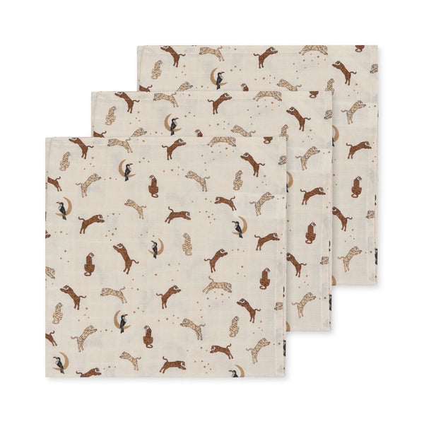 Konges Sløjd 3 Pack Muslin Cloth - Roar available at 1Love2Hugs3Kisses ibiza 