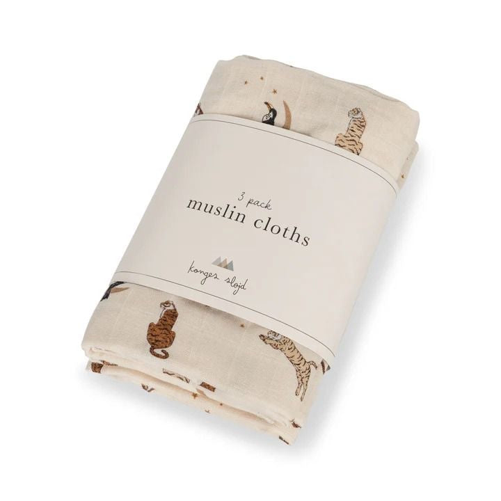 Konges Sløjd 3 Pack Muslin Cloth - Roar available at 1Love2Hugs3Kisses ibiza 