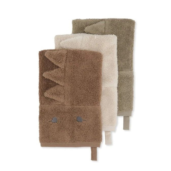 Konges Sløjd 3 Pack Washcloth Animal - Dino available at 1Love2Hugs3Kisses ibiza 