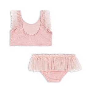 Konges Sløjd Amandine Bikini Powder Pink – adorable girls bikini with ruffle details, available at 1Love 2Hugs 3Kisses Ibiza.