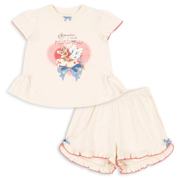 Konges Sløjd Famo Frill Set Rainbow Unicorn - Ecru Available at 1love2hugs3kisses Ibiza