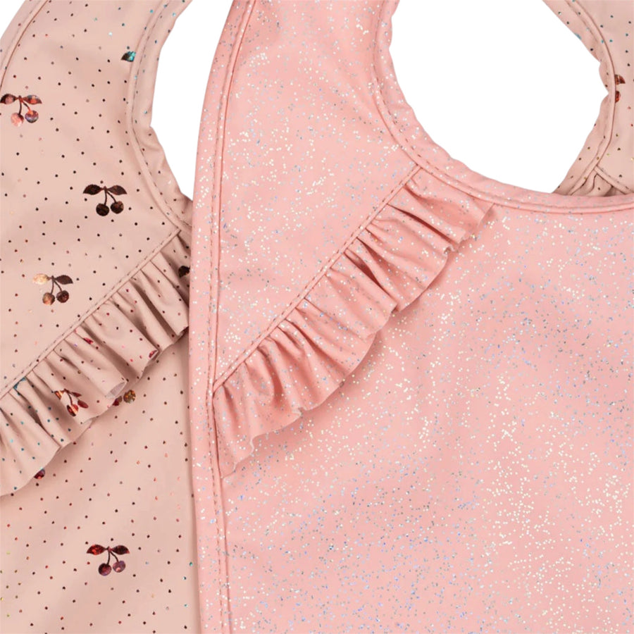 Konges Sløjd Frill Dinner Bibs 2-Pack - Cherry Glitter From 1love2hugs3kisses Ibiza