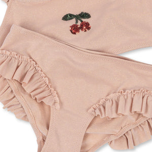 Konges Sløjd Jade Bikini Evening Sand – stylish girls bikini with frill details, available at 1Love 2Hugs 3Kisses Ibiza.