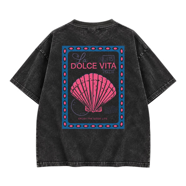 La Dolce Vita Women’s T-Shirt – Washed Black Available at 1love2hugs3kisses Ibiza