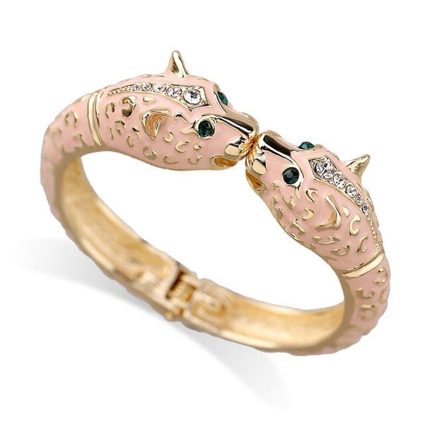 Leopard Bangle Bracelet Enamel - Light Pink available at 1love2hugs3kisses ibiza