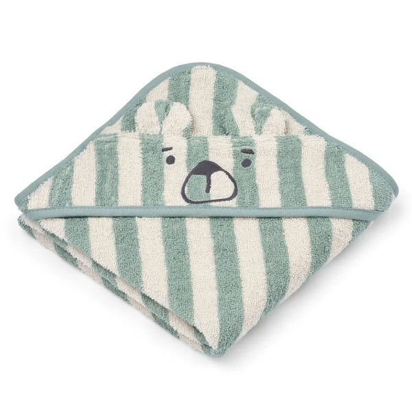Liewood Albert bear hooded baby towel peppermint creme de la creme