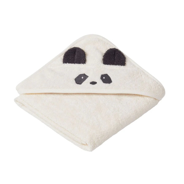 Liewood Albert Hooded Baby Towel Panda - Creme de la creme available at 1love2hugs3kisses ibiza