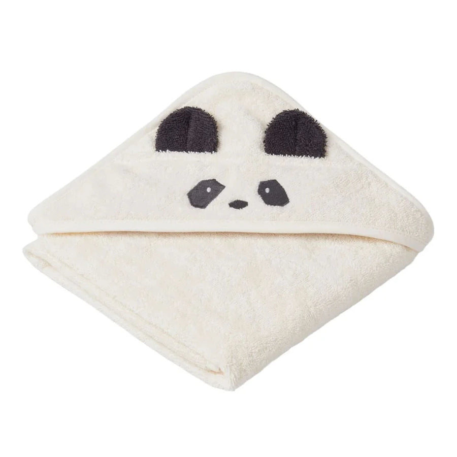 Liewood Albert Hooded Baby Towel Panda - Creme de la creme available at 1love2hugs3kisses ibiza