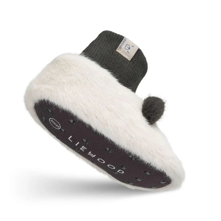 Liewood Beth Bear Plush Slippers - Sandy -dark grey from 1love2hugs3kisses ibiza