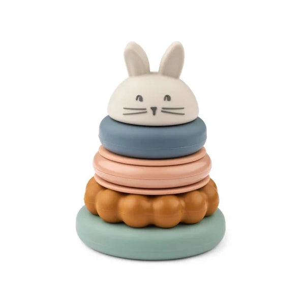 Liewood Donata Silicone Stacking Tower Rabbit - Sandy / Multi Mix From 1love2hugs3kisses ibiza