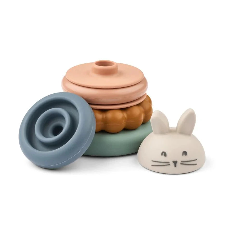 Liewood Donata Silicone Stacking Tower Rabbit - Sandy / Multi Mix From 1love2hugs3kisses ibiza