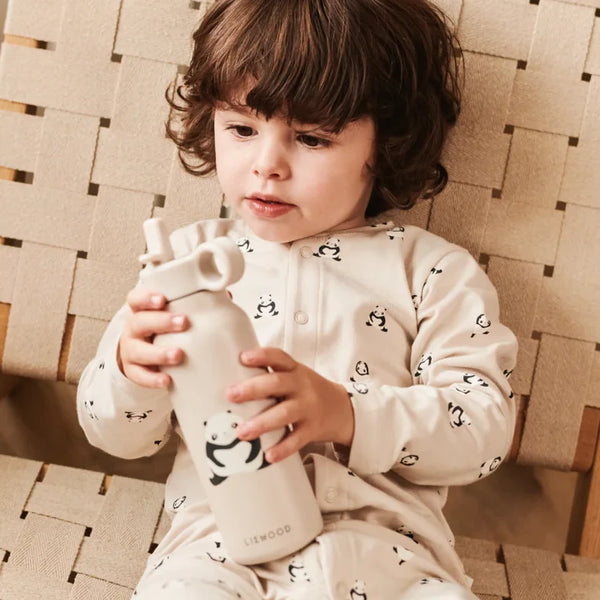 Liewood Falk kids water bottle panda sandy stainless steel from 1love2hugs3kisses ibiza